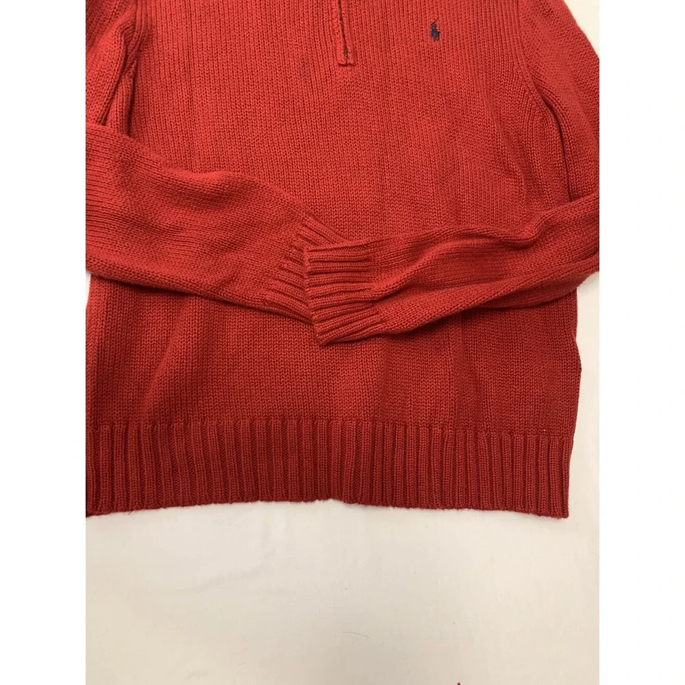 Ralph‎ Lauren Sweater Men's Large Po1o Pullover 100% Cotton Knit Red